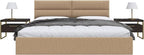 Vänt Upholstered Wall Panels - King/Cal King Size Wall Mounted Headboards - Faux Merino Wool Camel - Twin/King - Set of 4 Panels (Each Individual Panel 39"x11.5")