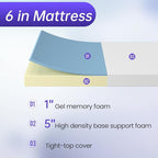 PayLessHere 6 Inch Twin XL Gel Memory Foam Mattress Fiberglass Free/CertiPUR-US Certified/Bed-in-a-Box/Cool Sleep & Comfy Support
