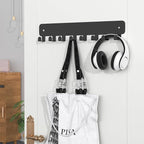 pickpiff 2 Pack Key Holder for Wall Adhesive, Key Hooks with 8 Hooks Wall Mounted, Black Key Hangers No Drill for Living Room, Kitchen, Office