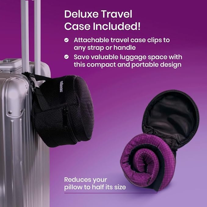 Cabeau Long Haul Flight Cooling Travel Neck Pillow – Evolution Cool – Supportive Memory Foam with Airflow Vents – Compact with Carrying Case (Red)