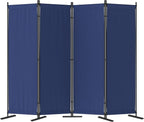 Morngardo Room Divider, Folding Privacy Screens, 4 Panel Room Partitions, 88" Foldable Wall Dividers, Portable Separating for Home Office Bedroom Dorm Decor (Blue)