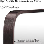 Dark Bronze Rectangle Bathroom Mirror, 30x36 Inch Brushed Titanium Metal Framed Rectangular Wall Mirror for Bathroom Vanity, Living Room, Bedroom, Farmhouse, Hangs Vertically or Horizontally