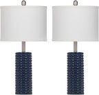 24.5" Modern Ceramic Table Lamp Set of 2 for Living Room Blue Desk Lamps for Bedroom Farmhouse Bedside Nightstand Bedside Lamp End Table Lamps Blue