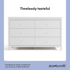 Storkcraft Alpine 6-Drawer Dresser (White) – GREENGUARD Gold Certified, White Dresser for Bedroom, Kids & Nursery Storage Drawers, Safety Interlocking Drawers, Pre-Installed Tracks, Kids Bedroom