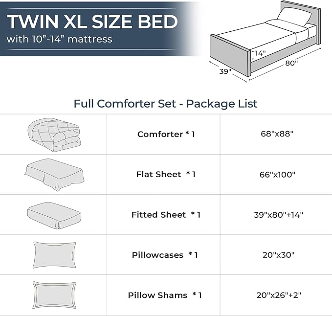 HEVUMYI Purple & Light Purple Twin-XL Comforter Set - 5-Piece All Season Bed in a Bag Twin-XL, Ultra Soft Bedding Set with Comforter, Flat Sheet, Fitted Sheet, Pillowcases, Pillow Shams