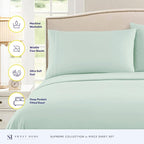 California King Sheet Sets - Breathable Luxury Sheets with Full Elastic & Secure Corner Straps Built In - 1800 Supreme Collection Cal King Deep Pocket Bedding Set, Sheet Set, California King, Mint