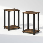 Furinno Simplistic Night Stand Set of 2, 2-Tier Small Nightstand with Open Shelf, Toolless Bedside Table, End Table, Side Table, for Bedroom, Living Room, Amber Pine