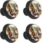 4 Pack Drawer Pulls Cute Cats Flower Crystal Glass Round Knobs Pulls Handles for Cabinets Dressers Kitchen Bathroom - Cupboards Wardrobes Hardware Furniture Knobs