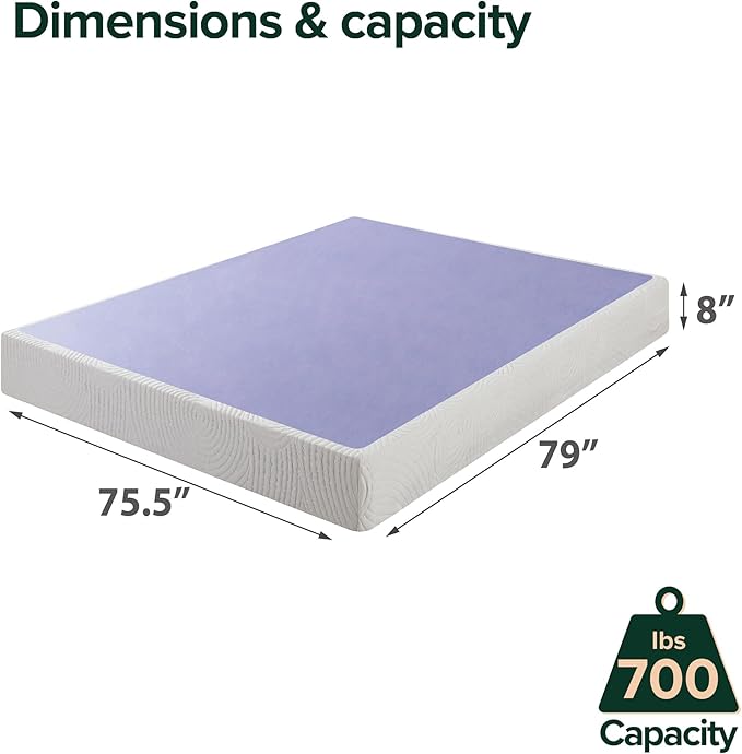 ZINUS Edgar 8 Inch Bamboo Box Spring, Mattress Foundation, Sturdy Bamboo Structure, Low Profile, Easy Assembly, King