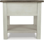Signature Design by Ashley Bolanburg Farmhouse Square Two Tone End Table, Antique Cream