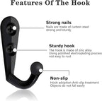 Coat Hooks-80 Pack Farmhouse Hooks with 160Pcs Metal Screws,Black Decorative Rustic Coat Hooks Rack,Wall Mounted Single Prong Robe Hook, Vintage Organizer Hanging Wire Hook Key Hooks