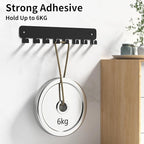 pickpiff 2 Pack Key Holder for Wall Adhesive, Key Hooks with 8 Hooks Wall Mounted, Black Key Hangers No Drill for Living Room, Kitchen, Office