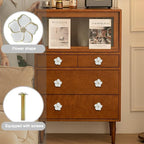 4 pcs Kitchen Handle Petal Knob Hand Zinc Alloy Single Hole Knob Inlaid Rhinestone Hand Handle for Cabinets,Drawers, Wardrobes Furniture Decoration(White)