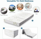 Inofia Queen Folding Mattress, 6 Inch Trifold Memory Foam Mattress with Ultra Soft Removable Cover, Foldable & Portable Queen Size Bed (78" x 58" x 6")