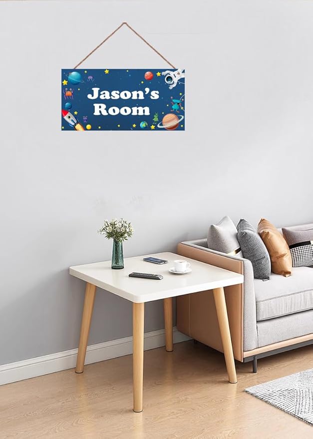 Personalized Signs Stars Rocket Sign For Boys Room Alien Wall Art Decoration Exquisite Decorative Signs Custom Name for Kids Room Wall Art Decor Outer Space Themed Nursery Decor For Girls Bedroom