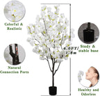Indoor Cherry Blossoms Tree White Artificial Cherry Blossom Tree 6FT Faux Bedroom Trees for Home Decor