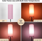 FRIDEKO HOME Floor Lamp with Pink Shade, Simple Design with Foot Pedal Switch, Small Tall Lamps for Living Room Bedroom Office, Corner Floor Stand Light with Black Pole Lamp (No Bulb/No Remote)