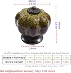10 Pack Vintage Ceramic Pumpkin Cabinet Knobs, Kitchen Cabinet Drawers Dresser Cupboard Pull Handles Door Pulls with 5 Kinds of Screws (Leopard Print -Green)