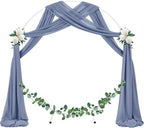 Socomi Wedding Arch Draping Fabric 2 Panels 29" x 19Ft Dusty Blue Sheer Chiffon Curtain Drapes 6 Yards for Wedding Ceremony Birthday Party Decoration