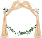 Socomi Wedding Arch Draping Fabric 2 Panels 29" x 19Ft Champagne Sheer Chiffon Curtain Drapes 6 Yards for Wedding Ceremony Birthday Party Decoration
