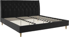 Novogratz The Her Majesty Upholstered Bed, King, Black Velvet