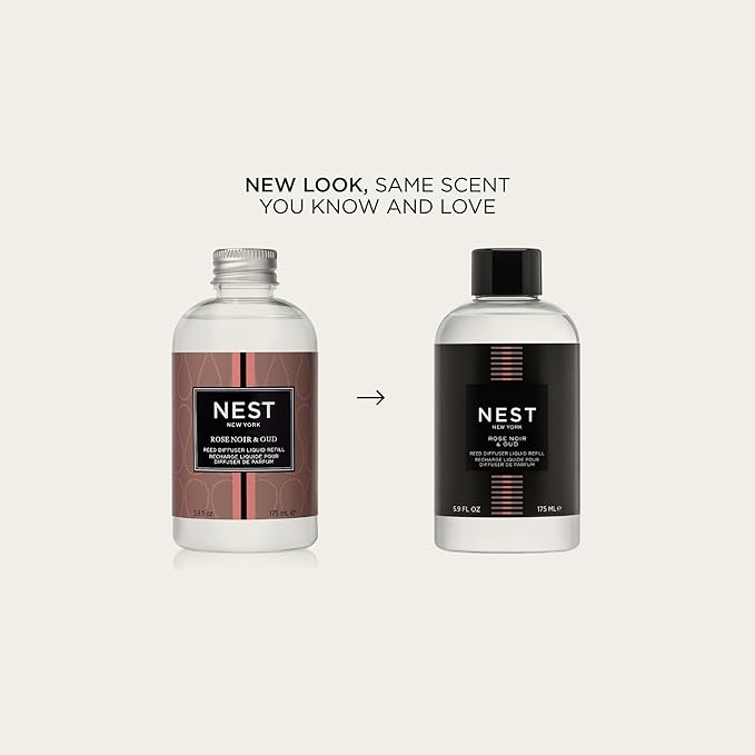 NEST New York Reed Diffuser Liquid Refill, Rose Noir & Oud - 5.9 fl oz - Fragrance for Up to 90 Days - Flame Free