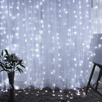 TORCHSTAR 9.8FT × 9.8FT Window Curtain Light, Extendable String Light Kit, Pure White, 8 Modes Outdoor Nativity Scenes for Party, Wedding, Restaurant, Festival, Hotel, Bar, Home, Patio, Garden