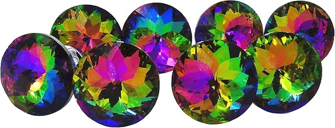 12pcs-Pack 30MM Colorful Crystal Glass Cupboard Wardrobe Cabinet Drawer Knob Door Pull Handle (Colorful)