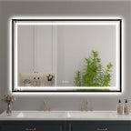 28"x 36" LED Bathroom Mirror with Black Frame, Stepless Dimmable, Anti-Fog, Shatter-Proof, Memory, 3 Colors, LED Vanity Mirror