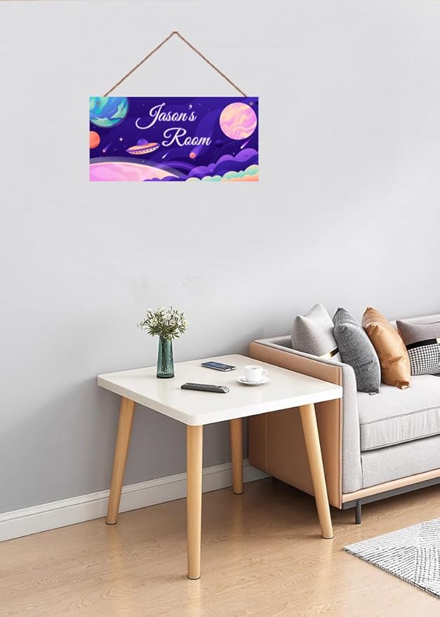 Personalized Signs Stars Wall Hanging Sign for Little Man Cave, Motivational Hanging Plaque Sign Outer Space Room Wall Art Decor, Planet Nursery Decor for Boys Room Kids Playroom Classroom Décor