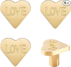 4Pcs Brass Knobs for Kids Cute Decorative Handles for Boys and Girls (Heart)