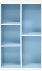 Furinno LUDER Book Shelf, 5-Cube Bookshelf, Reversible Bookcase, 9.4" x 19.5" x 31.5", for Living Room, Bedroom, Home Office, White/Light Blue