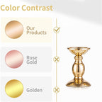 2 Pcs Gold Pillar Candle Holders, Gold Candlestick Most Ideal for 3" Pillar Candles, Gifts for Wedding, Party, Home, Spa, Reiki, Votive Candle (2 x S)