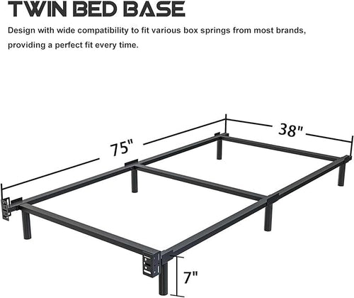 7 Inch Twin Bed Frame, Compatible with Most Brand Box Spring Or Mattress, 6-Leg Support Bed Base, Noise-Free, Easy Assembly, Black