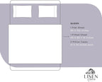 Linen Home 100% Cotton Percale Sheets Queen Size, Prelude Purple, Deep Pocket, 4 Pieces Set - 1 Flat, 1 Deep Pocket Fitted Sheet and 2 Pillowcases, Crisp Cool and Strong Bed Linen