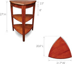 Shield Solid Wood Tiered End Table with Shelves, Glazed Auburn Brown, Perfect for Living Rooms, Bedrooms, and Small Spaces – Leick Home, 9009