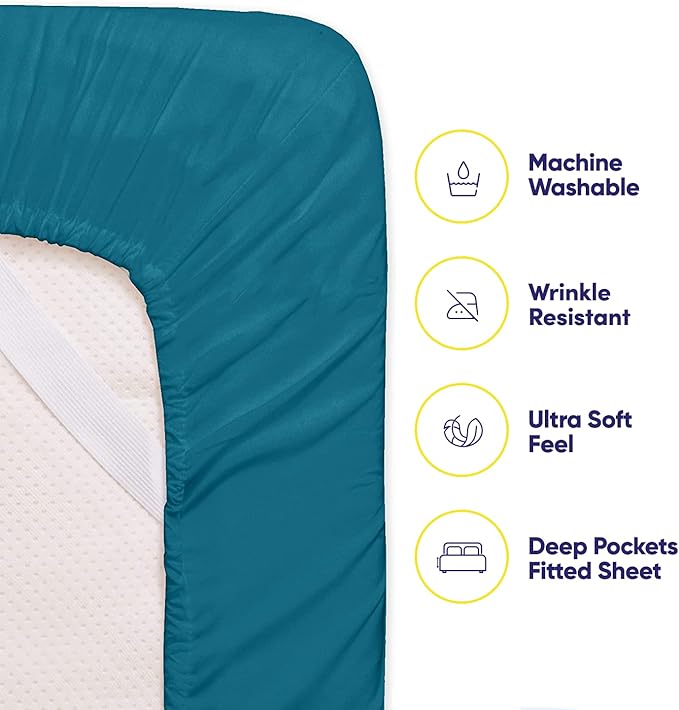 Twin XL Size Bed Sheets - 4 Piece 1500 Supreme Collection Fine Brushed Microfiber Deep Pocket Twin X-Large Sheet Set Bedding - 1 EXTRA PILLOW CASES, GREAT VALUE, Twin XL, Teal