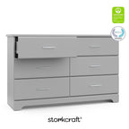 Storkcraft Brookside 6-Drawer Dresser (Pebble Gray) – GREENGUARD Gold Certified, Gray Dresser for Bedroom, Kids & Nursery Storage Chest, Safety Interlocking Drawers, Pre-Installed Tracks, Kids Chest