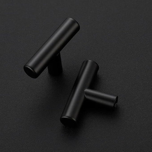 3 Pack Matte Black Cabinet Knobs - Kitchen Cabinet Knobs Black Cabinet Pulls for Kitchen Cabinet Drawer Stainless Steel Dresser Knobs for Cabinet Hardware 2in Length Single Hole T Bar