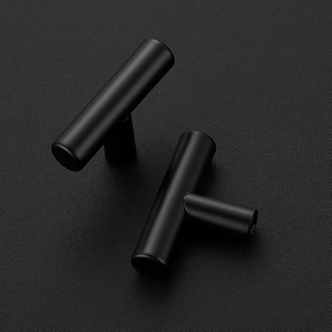 1 Pack Matte Black Cabinet Knobs - Kitchen Cabinet Knobs Black Cabinet Pulls for Kitchen Cabinet Drawer Stainless Steel Dresser Knobs for Cabinet Hardware 2in Length Single Hole T Bar