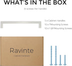Ravinte 5 Pack Solid 6-1/4 Inch Center to Center Slim Square Bar Drawer Handles - Brushed Nickel Drawer Pulls - Kitchen Cabinet Hardware