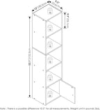 Furinno LUDER Book Shelf, 5-Tier Modern Bookshelf, Bookcase with 1 Door Storage Cabinet, 9.3" x 12" x 52", for Living Room, Bedroom, Home Office, White