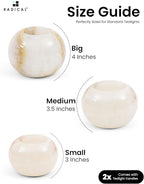 Radicaln Marble Tealight Candle Holder 4" Inch White Onyx Handmade Decorative Votive Candle Holder for Wedding Centerpieces, Elegant Set of 3 Mini Candle Holders for Living Room
