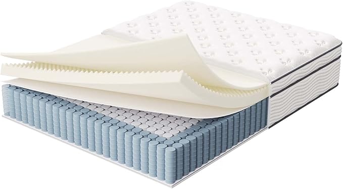 Modway Jenna 14” Innerspring and Memory Foam Queen Mattress With Individually Encased Coils, White