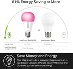 Kasa Smart Light Bulbs, 1000 Lumens High Brightness, 16M Color Changing, Dimmable Smart WiFi Light Bulb, Compatible with Alexa and Google Home, A19, 2.4GHz Wi-Fi only, No Hub Required, KL135(4-Pack)