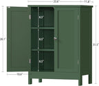 Iwell Bathroom Cabinet, Bathroom Storage Cabinet with 2 Doors & 3 Shelves, 3 Heights Available, for Living Room, Entryway, Home Office, Green
