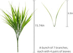 Faux Outdoor Plants 12 Bundles Artificial Boxwood Shrubs Grass Fake Greenery Green Plastic Leaf for Groud Planter Front Porch Patio Decor (12 Bundles Green Grass Plants)