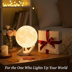 Mydethun 3.5 Inch 3D Moon Lamp – White Elephant Gift for Women Teenage Girls, Mood Lighting w/Ceramic Base, Dual-Color White/Yellow, Touch-Dimmable LED Night Light for Kids Room, Christmas Decor