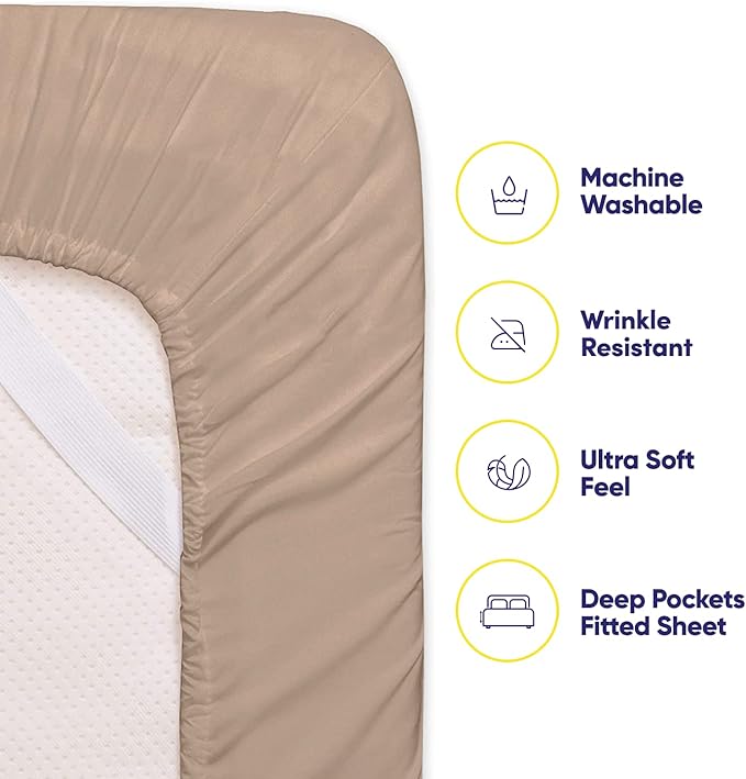 Twin Size Bed Sheets - 4 Piece 1500 Supreme Collection Fine Brushed Microfiber Deep Pocket Twin Sheet Set Bedding - 1 EXTRA PILLOW CASES, GREAT VALUE, Twin, Taupe