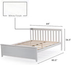 Plank+Beam Solid Wood Queen Bed Frame, Platform Bed with Headboard, White